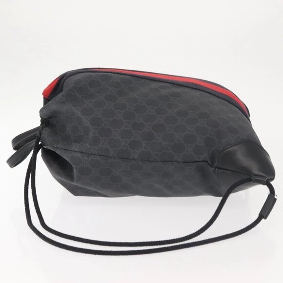 GUCCI GG Supreme Sherry Line Backpack PVC Black Auth BA5738 - Picture 7 of 15